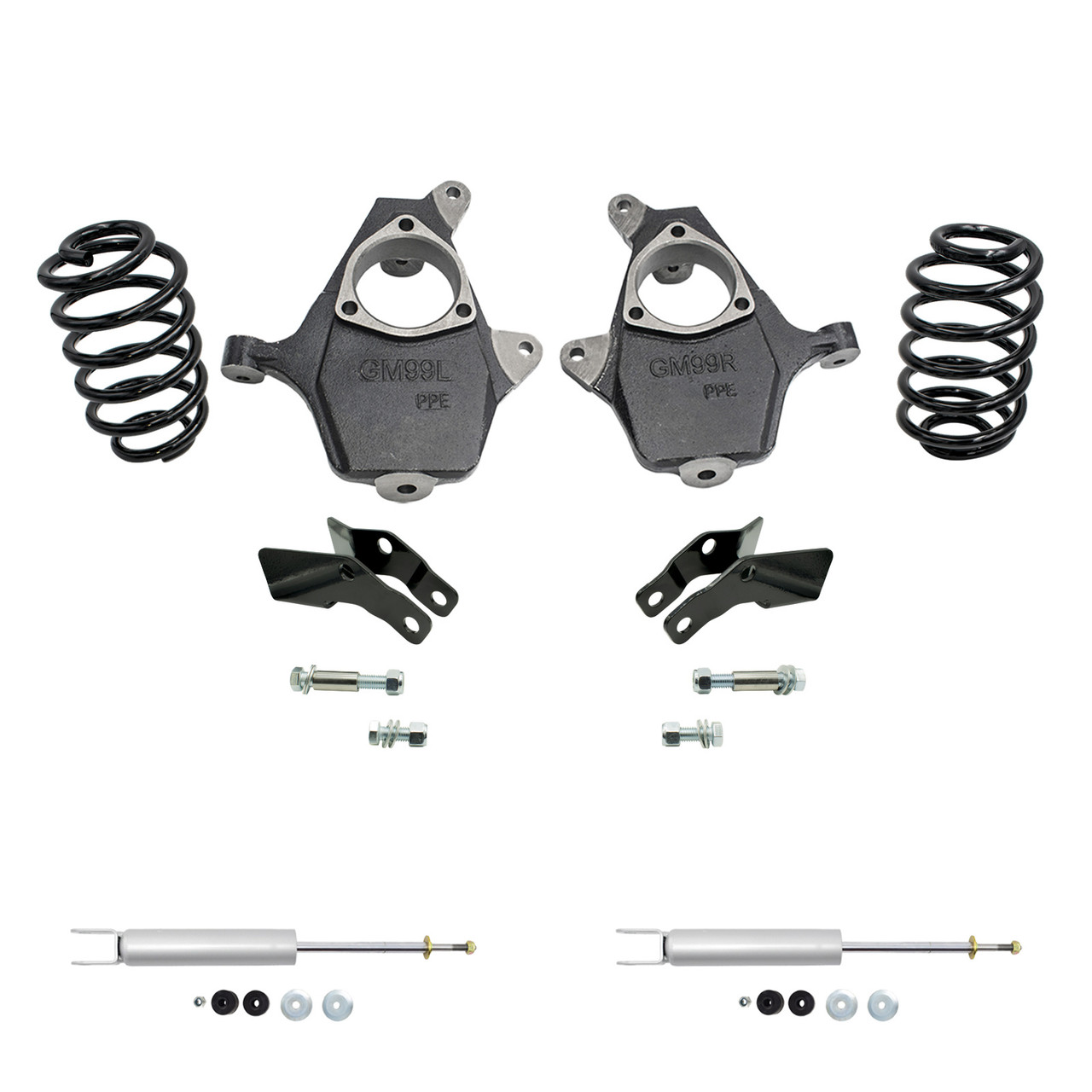 2"/4" 00-06 GM SUV Drop Kit - Spindles | Ext+Front Shocks