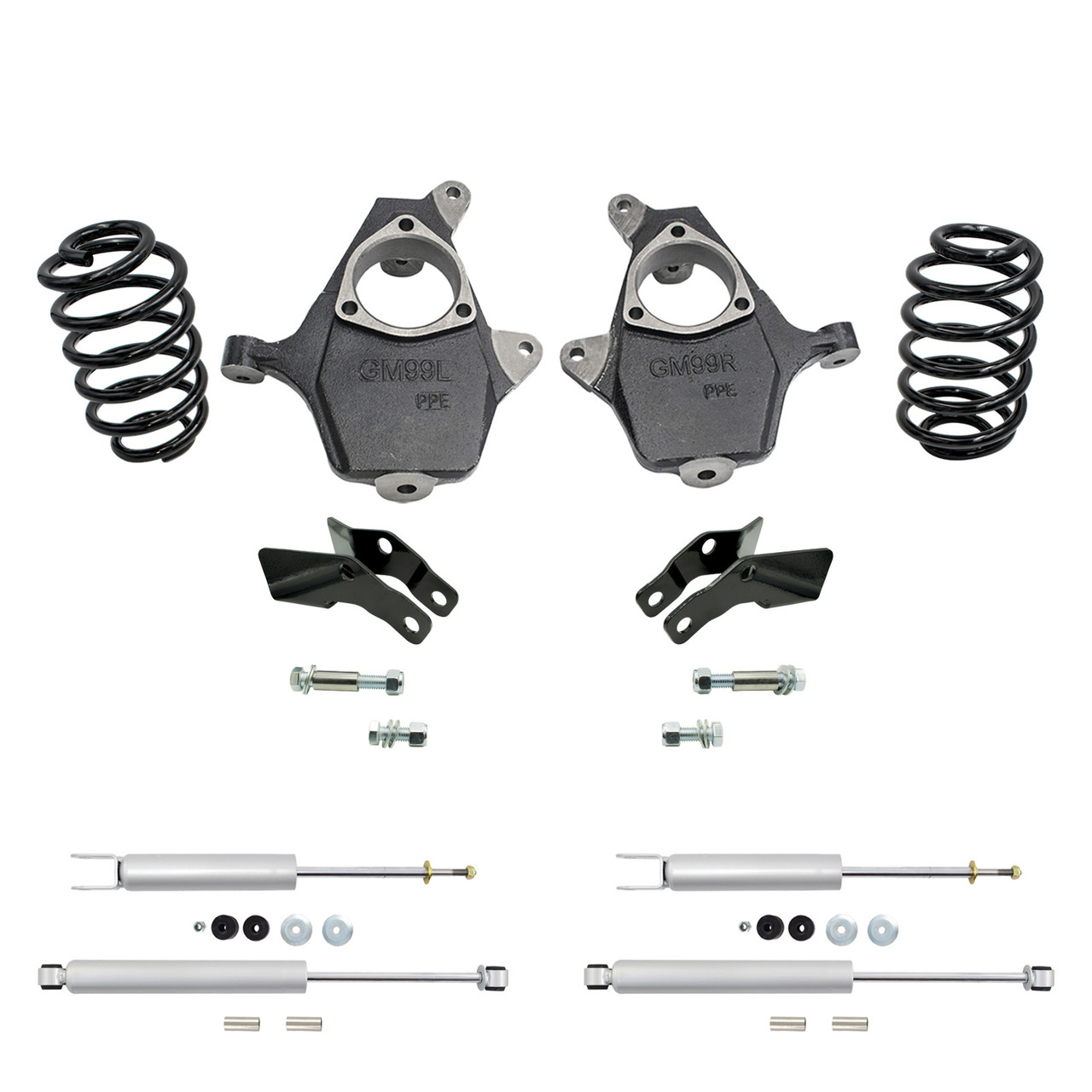 2"/4" 00-06 GM SUV Drop Kit - Spindles | Ext+F/R Shocks