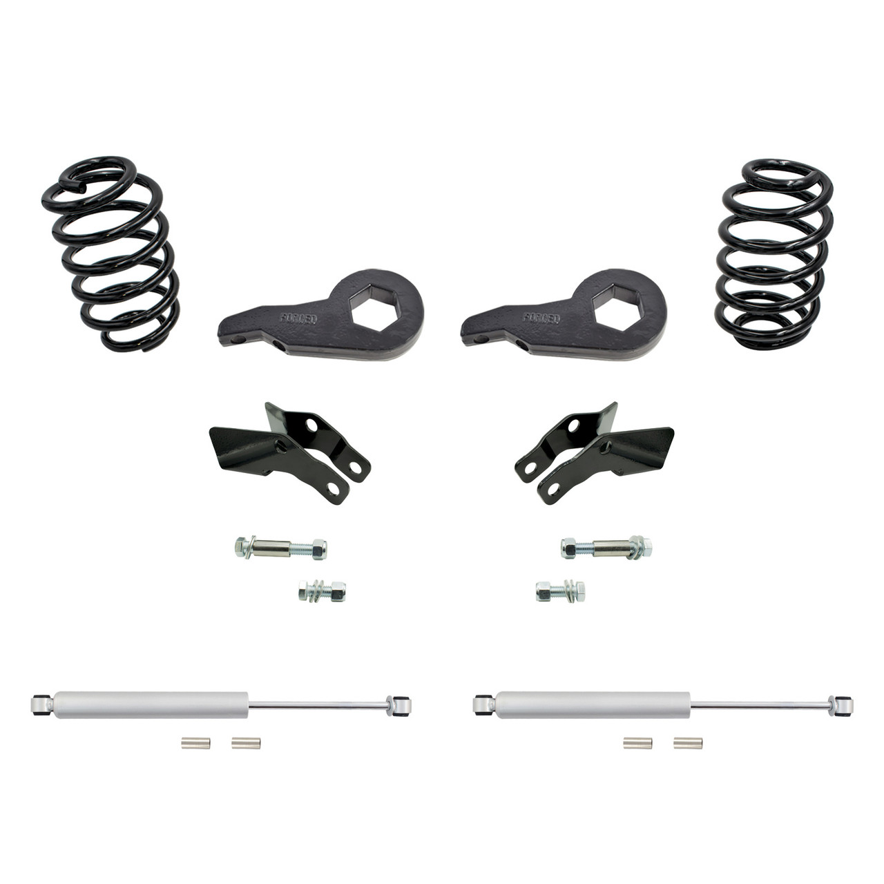 2"-3"/4" 00-06 GM SUV Drop Kit - Torsion Keys | Ext+Rear Shocks