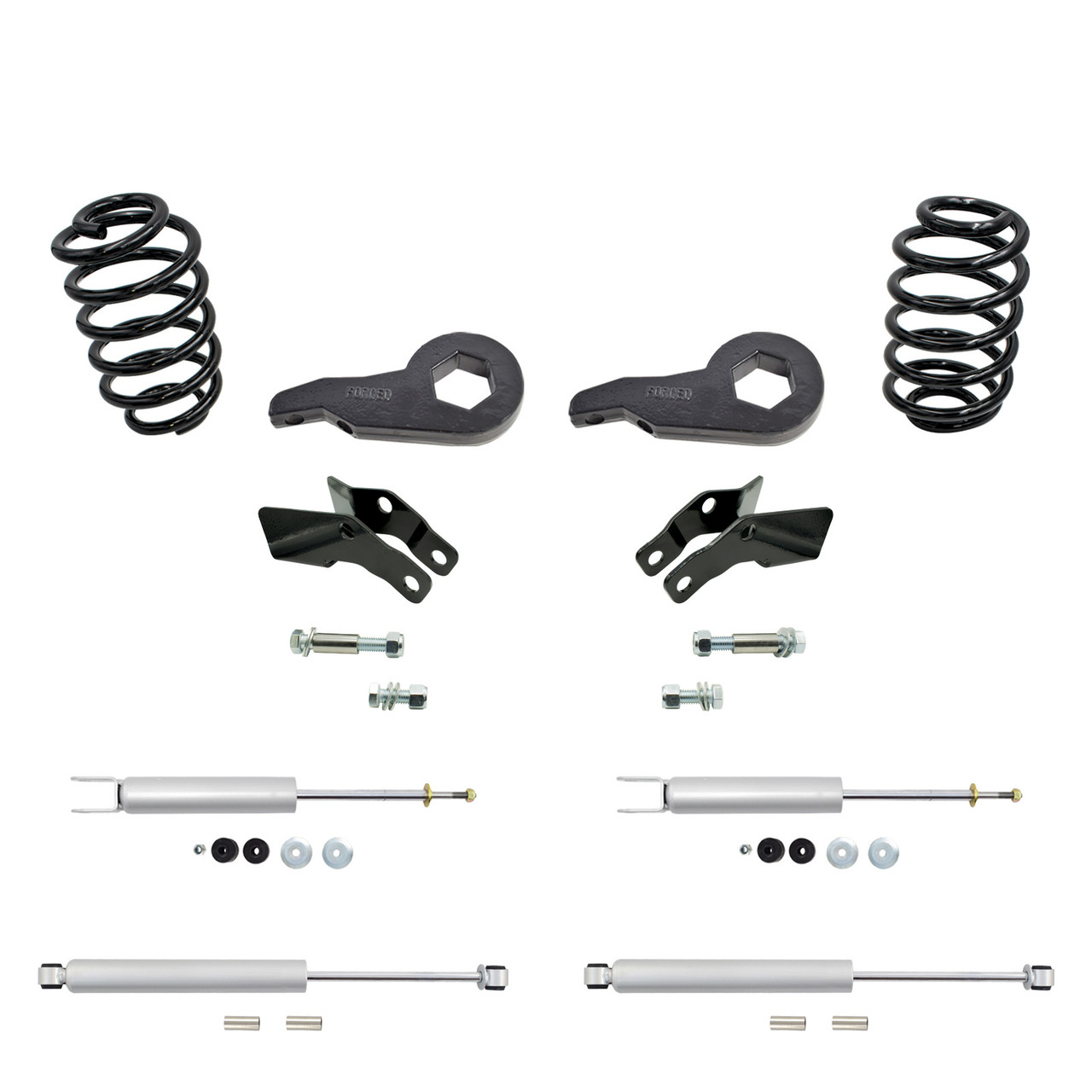 2"-3"/4" 00-06 GM SUV Drop Kit - Torsion Keys | Ext+F/R Shocks
