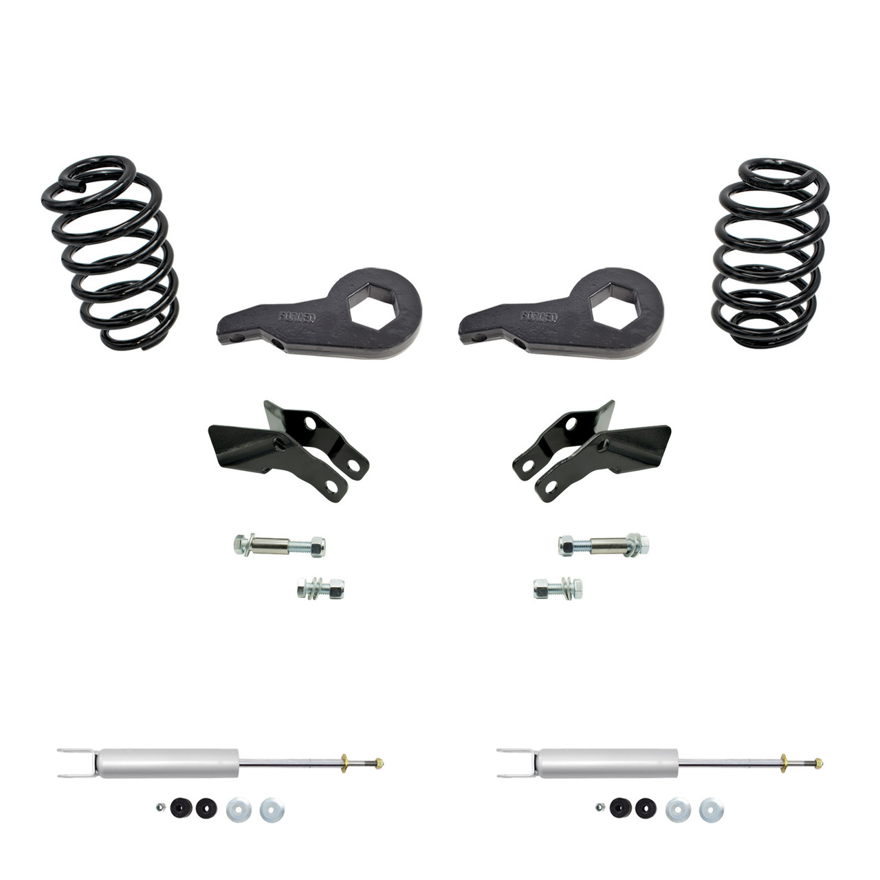 2"-3"/4" 00-06 GM SUV Drop Kit - Torsion Keys | Ext+Front Shocks