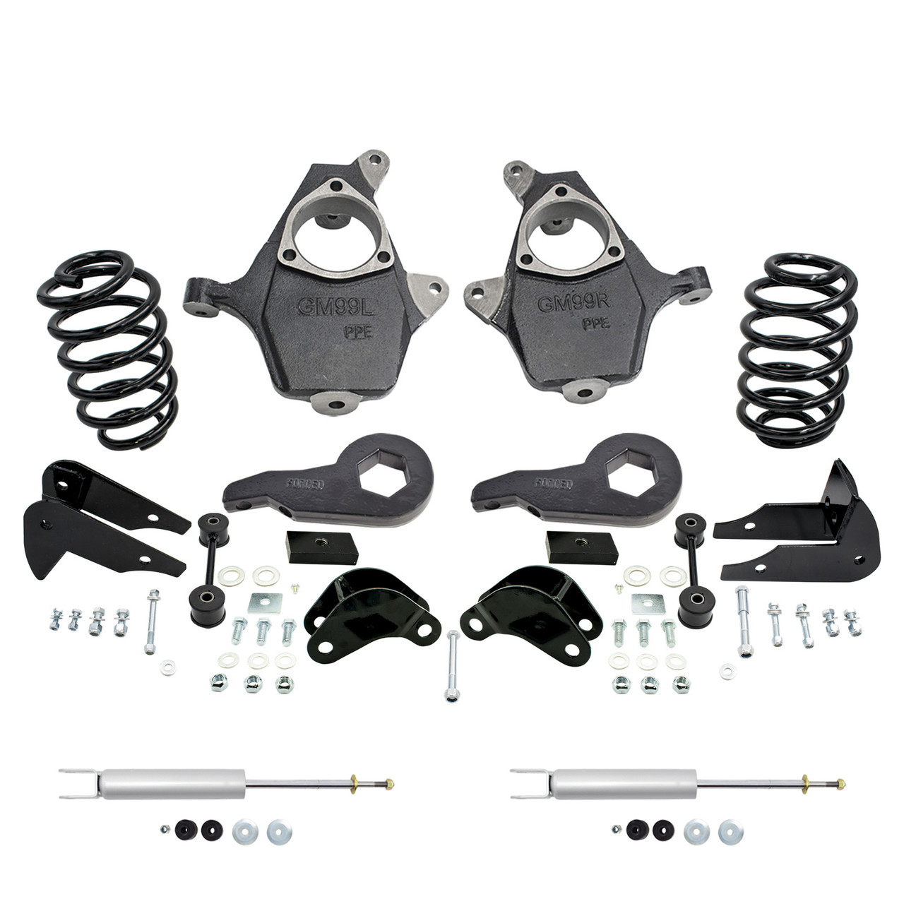 4"/6" 00-06 GM SUV Drop Kit - Spindles+Keys | RearK+Ext+Front Shocks