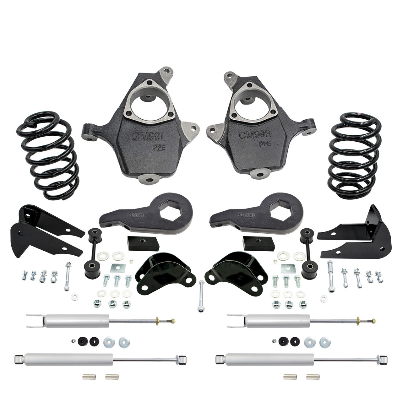 4"/6" 00-06 GM SUV Drop Kit - Spindles+Keys | RearK+Ext+F/R Shocks