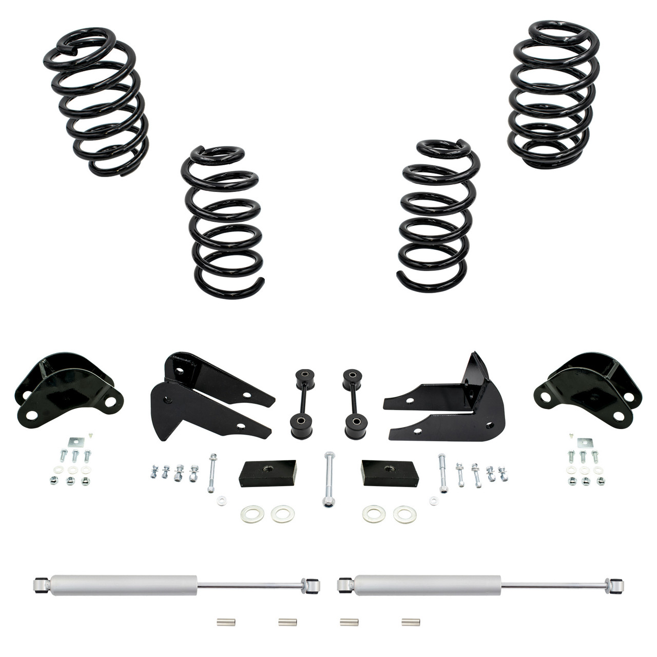 3/5 07-14 GM SUV Coil Drop Kit + Rear Shocks + Extenders