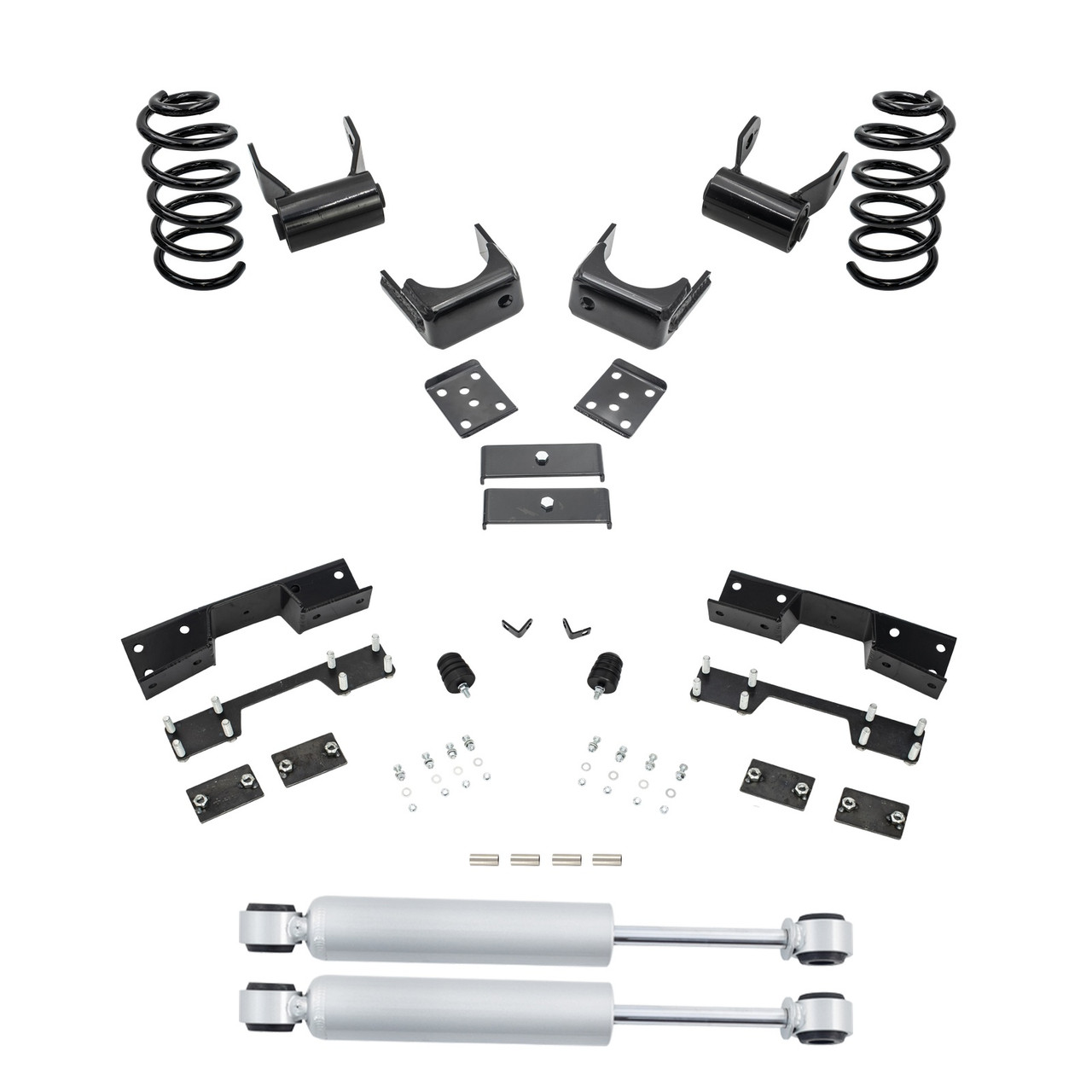 2007-2013 Silverado / Sierra 1500 V6 3/6 Lowering Kit - Coils + Rear Shocks + C-Notch