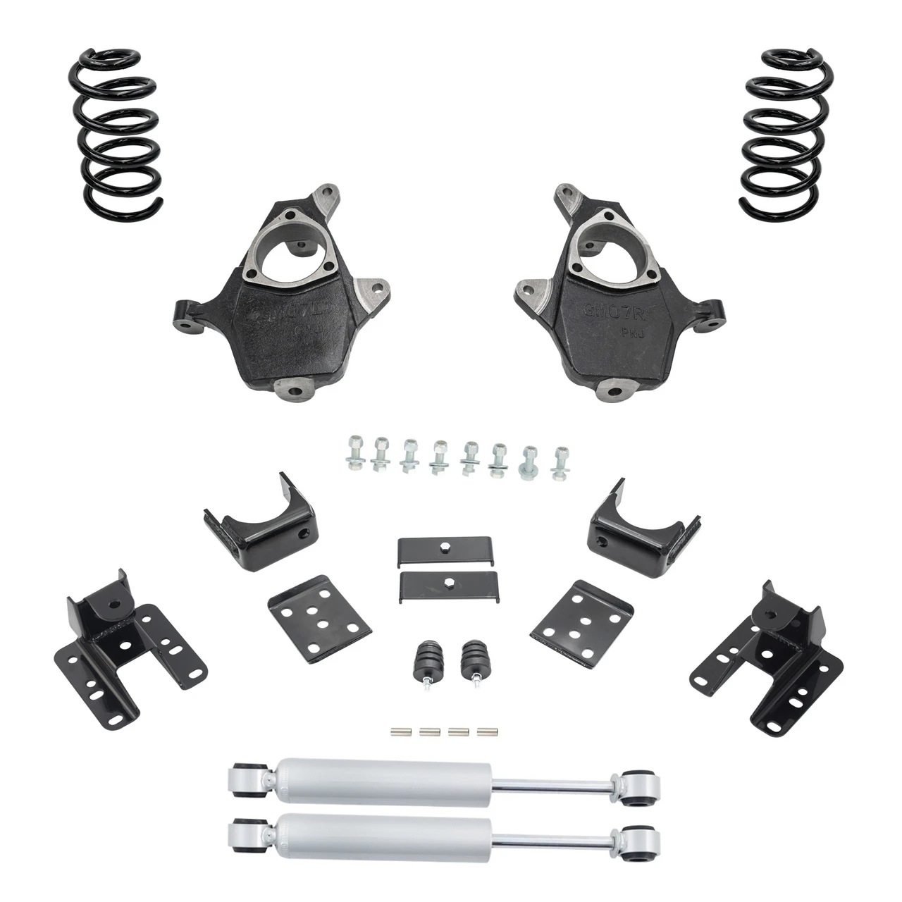 2007-2013 Silverado / Sierra 1500 V6 4/5-6 Lowering Kit - Spindles + Coils + Rear Shocks