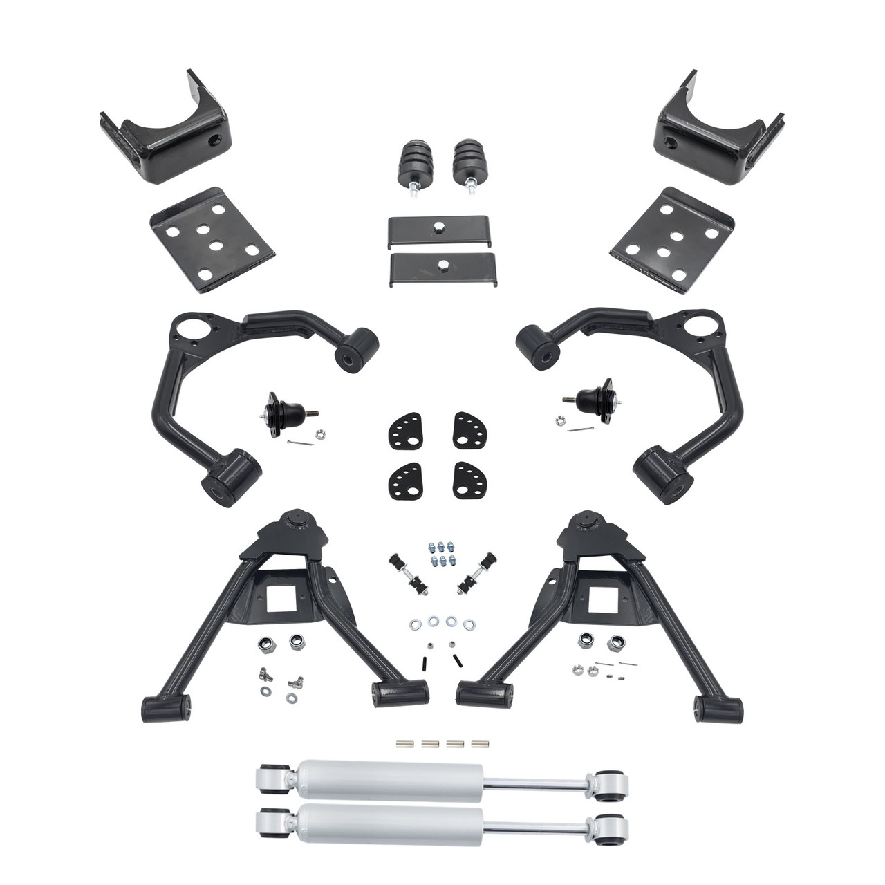2007-2013 Silverado / Sierra 1500 4/7 Lowering Kit - Control Arms + Rear Shocks