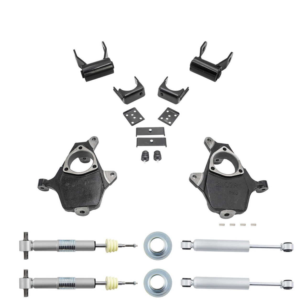 2007-2013 Silverado / Sierra 1500 2.5-4/6 Lowering Kit - Spindles + Adjustable Struts + Rear Shocks