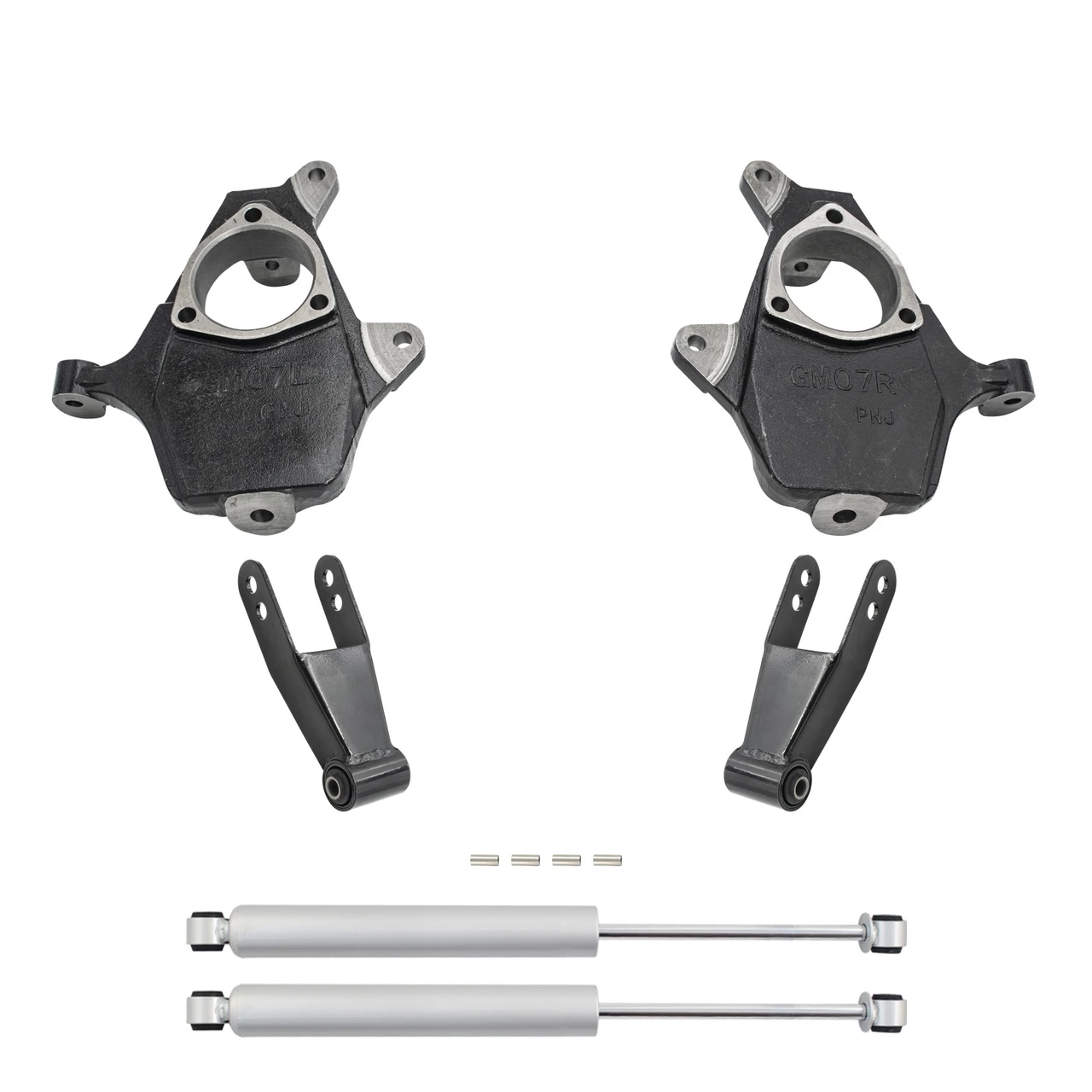 2014-2016 Silverado / Sierra 1500 2/1-2 Lowering Kit - Spindles + Rear Shocks - Cast Steel Arms