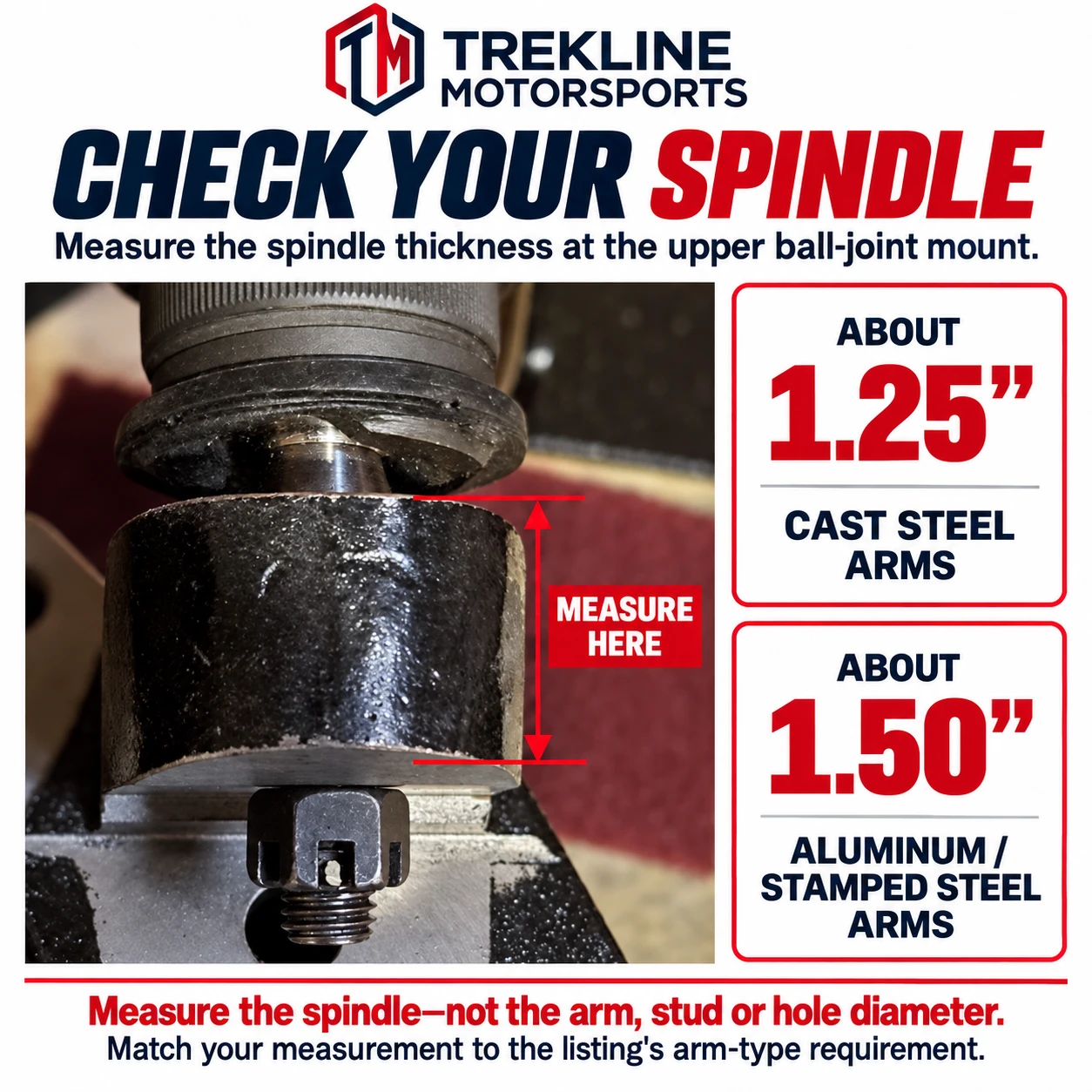 Spindle upper ball-joint mount thickness identification