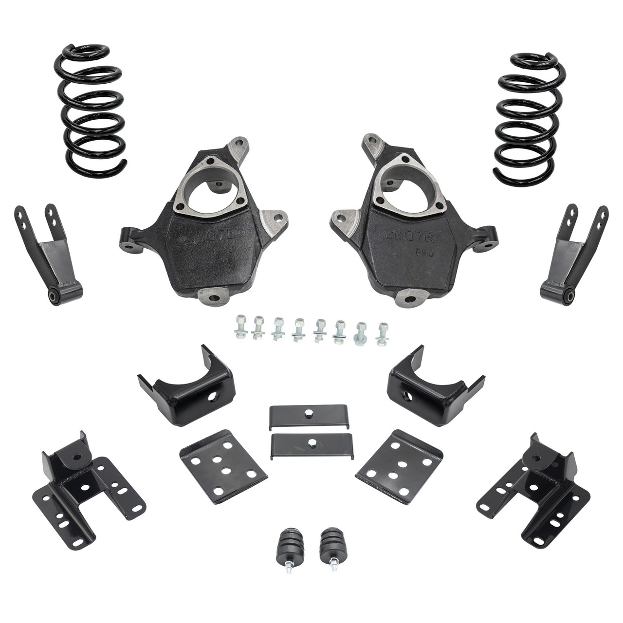 2014-2016 Silverado / Sierra 1500 V8 3/3-4 Lowering Kit - Spindles + Coils - Cast Steel Arms