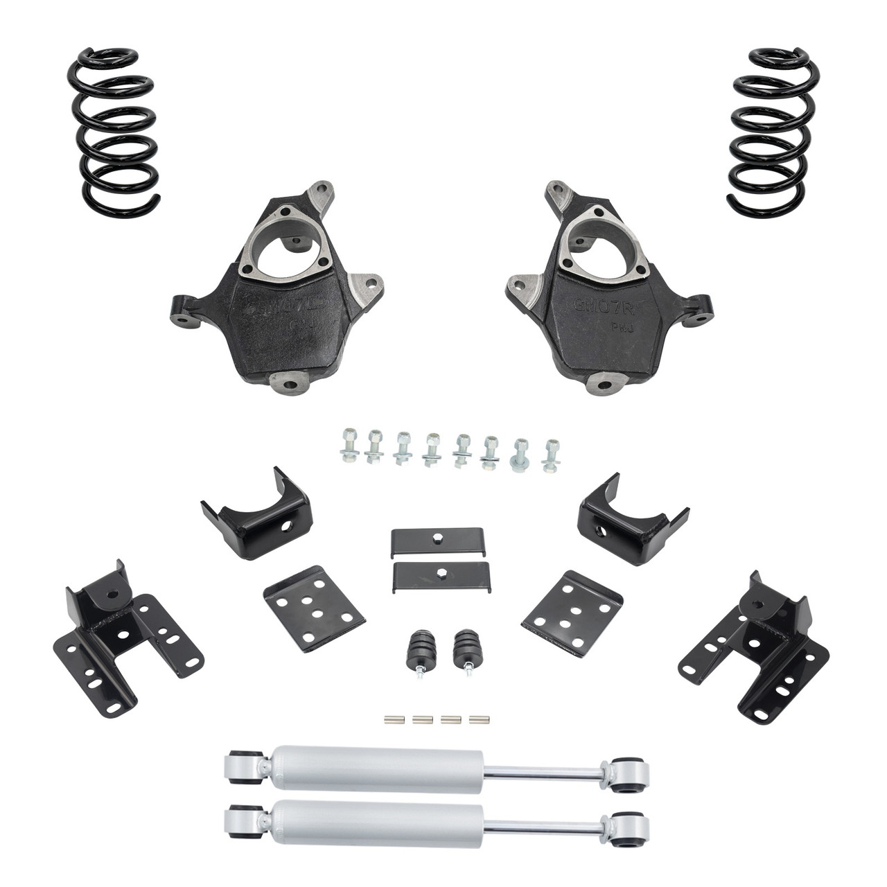 2014-2016 Silverado / Sierra 1500 V8 4/5-6 Lowering Kit - Spindles + Coils + Rear Shocks - Cast Stee