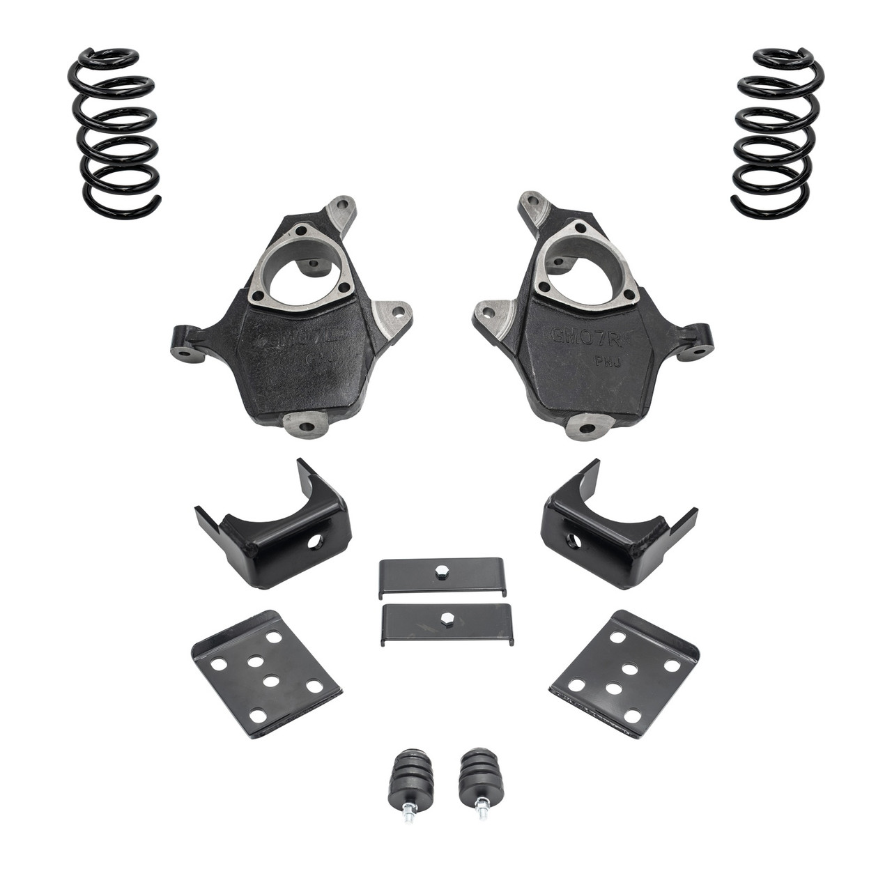 2014-2016 Silverado / Sierra 1500 V6 4/7 Lowering Kit - Spindles + Coils - Cast Steel Arms