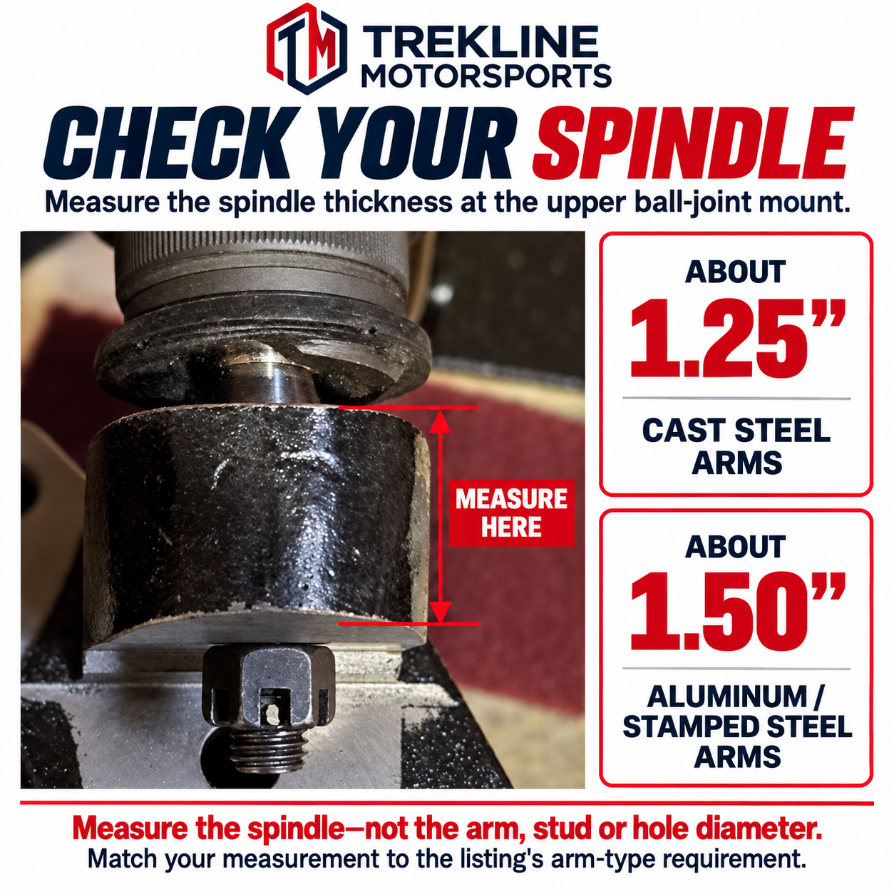 Spindle upper ball-joint mount thickness identification