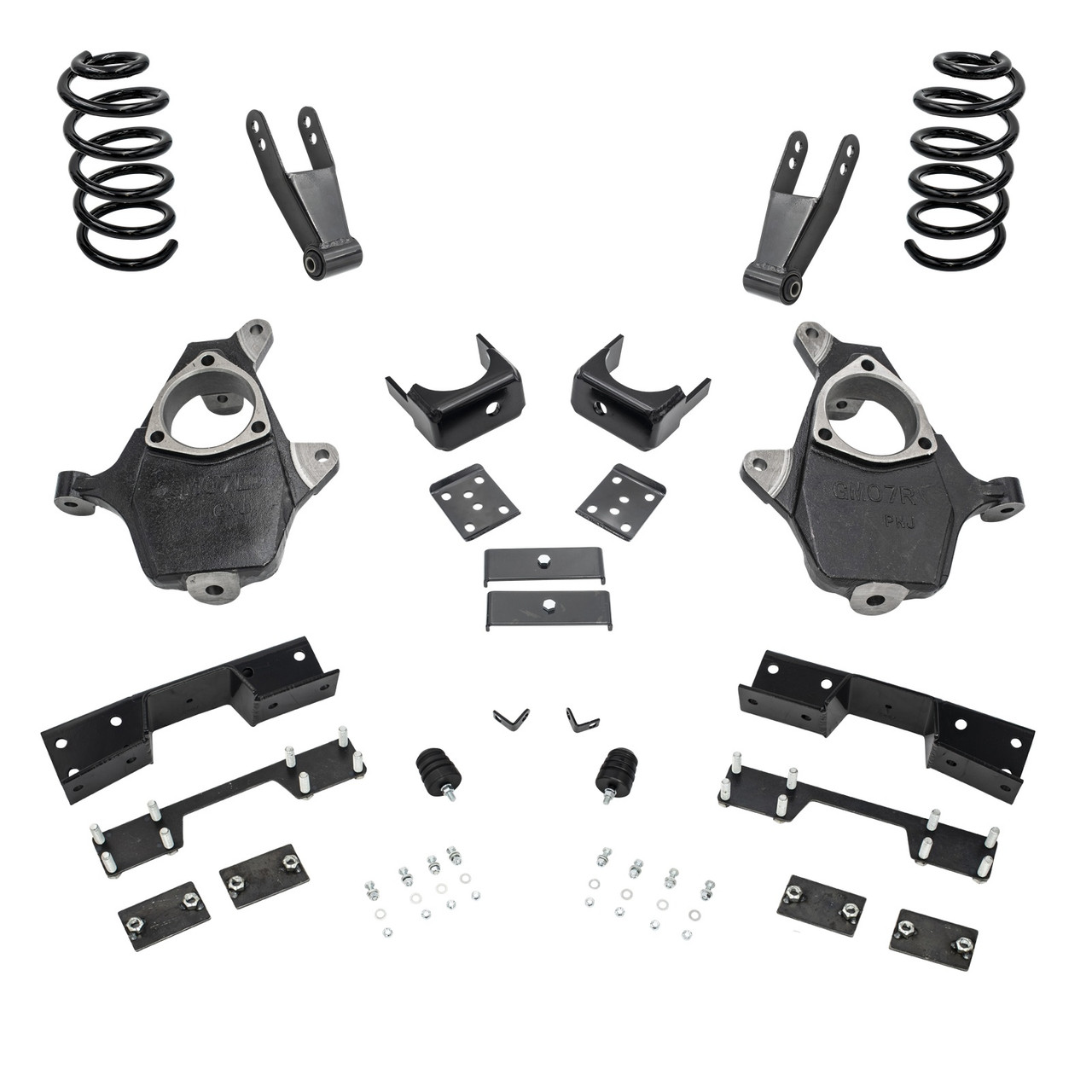 2014-2016 Silverado / Sierra 1500 V8 5/8-9 Lowering Kit - Spindles + Coils + C-Notch - Cast Steel Ar