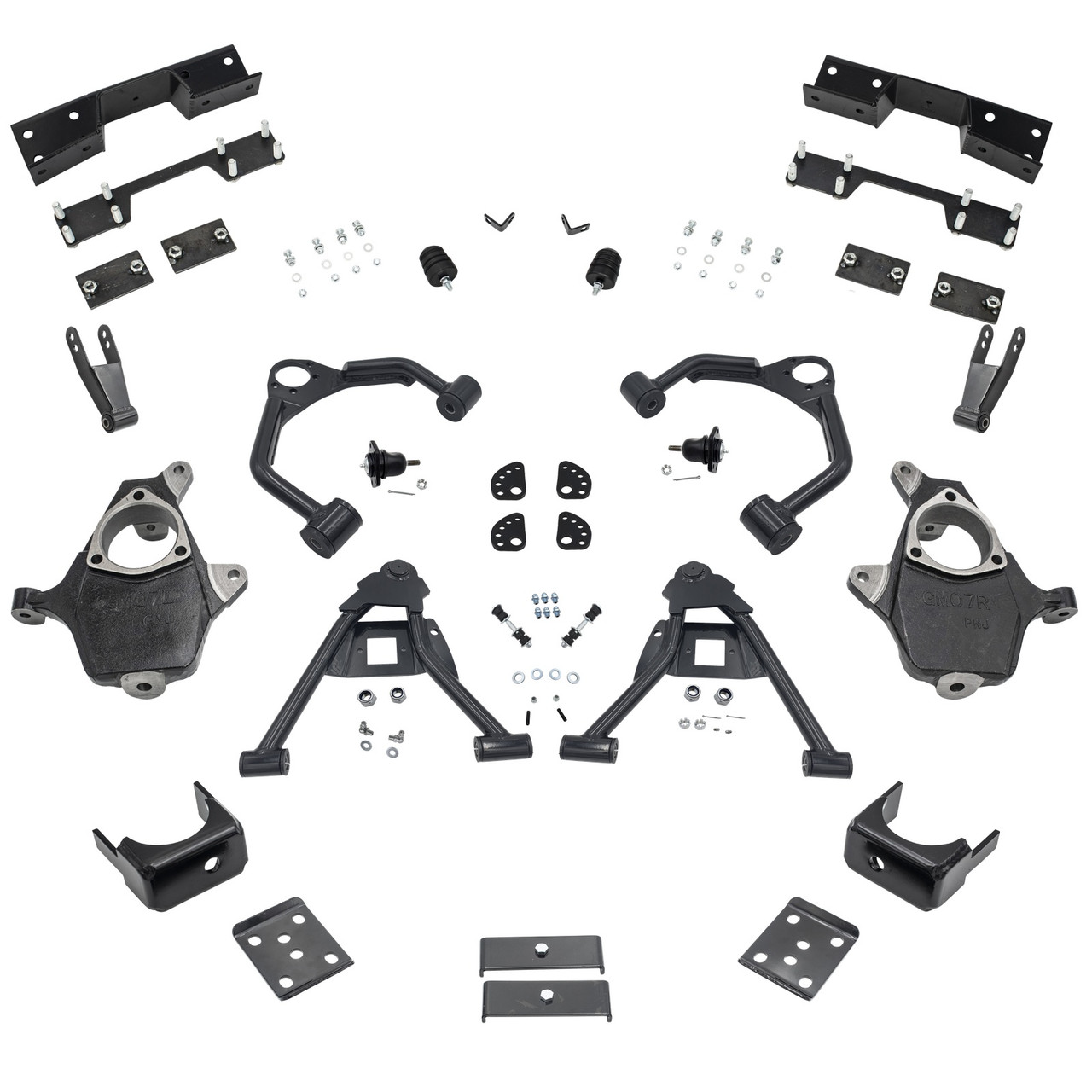 2014-2016 Silverado / Sierra 1500 6/8-9 Lowering Kit - Spindles + Control Arms + C-Notch - Cast Stee
