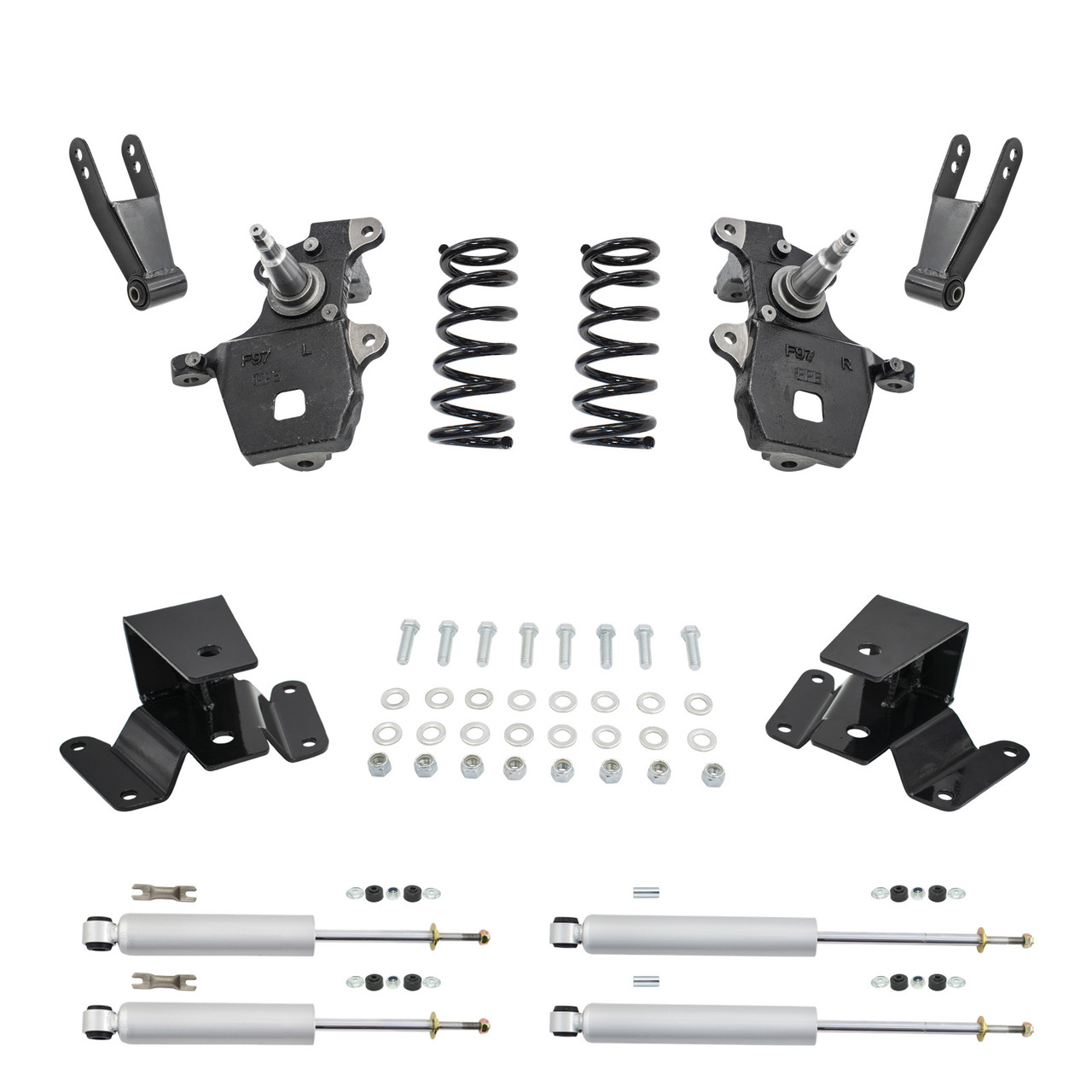 Trekline 3/3-4 Spindles & Coils Lowering Kit for 1997-2003 Ford F-150 2WD V8 + Shocks