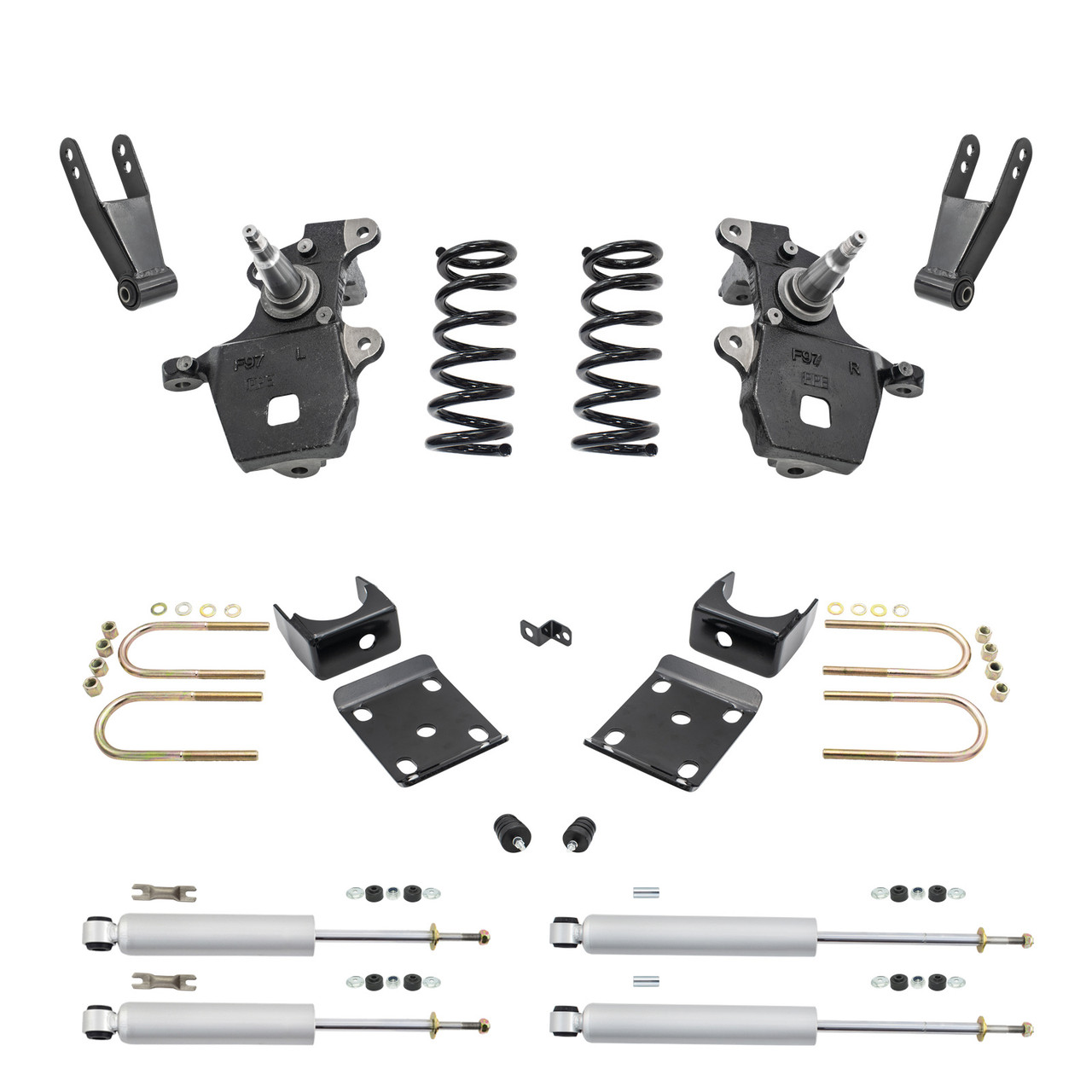 Trekline 4/7-8 Spindles & Coils Lowering Kit for 1997-2003 Ford F-150 2WD V6 + Shocks