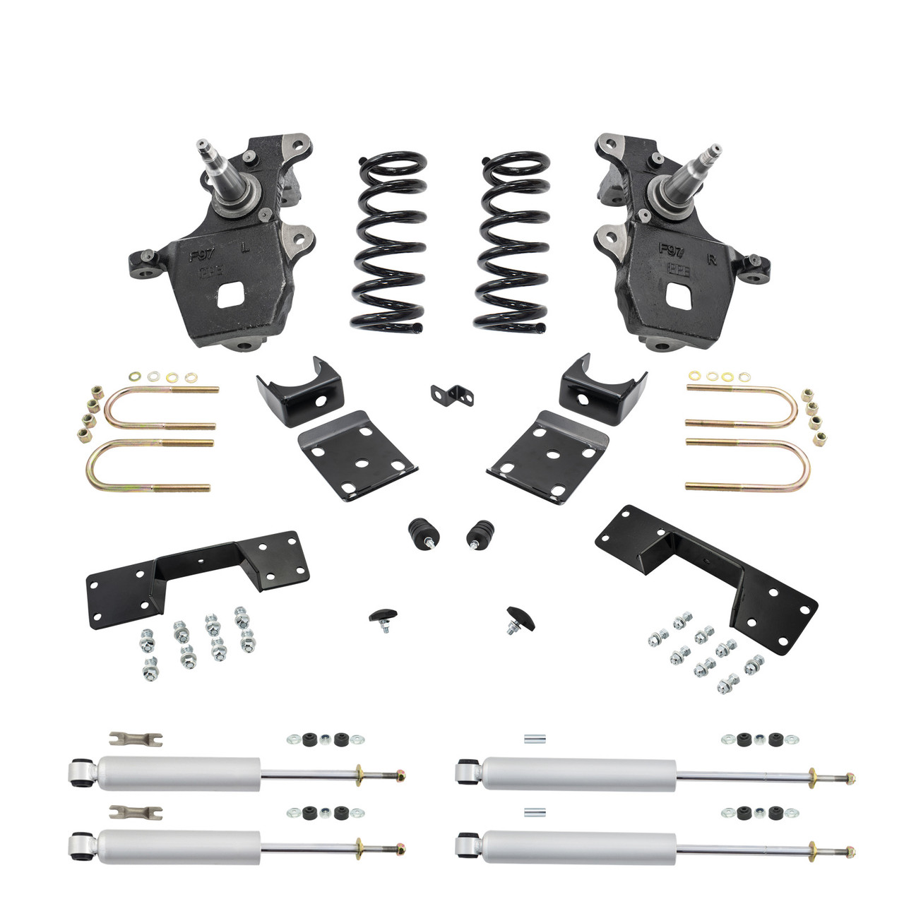 Trekline 5/6 Spindles & Coils Lowering Kit for 1997-2003 Ford F-150 2WD V6 + Shocks + C-Notch