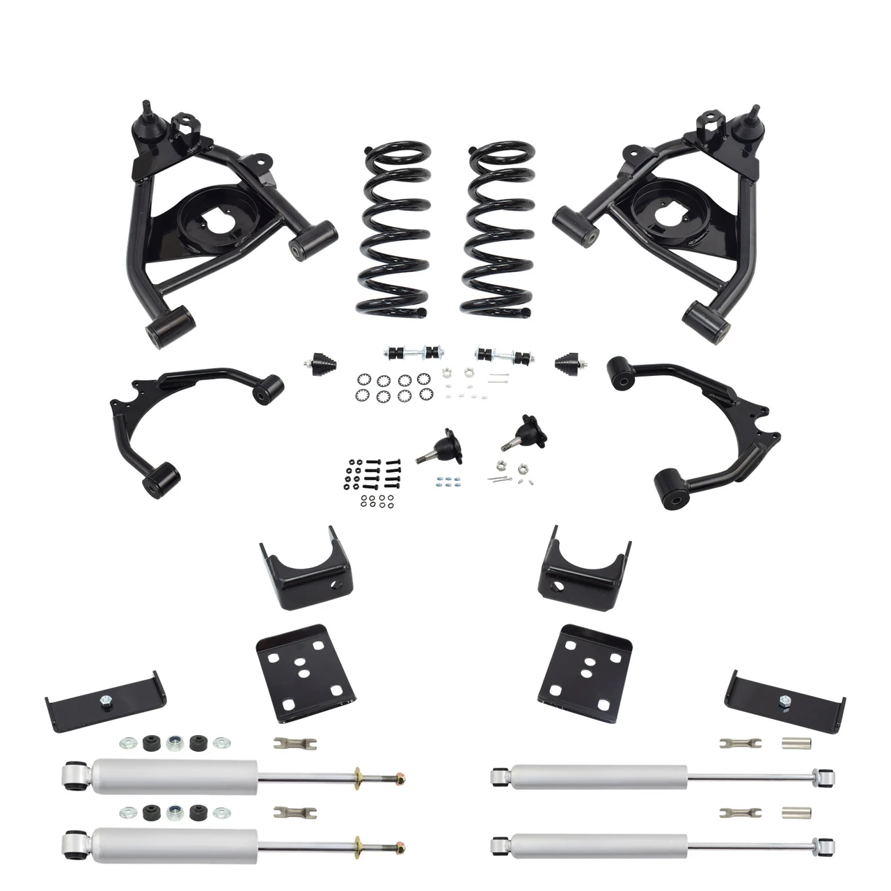 Trekline 4/6 Drop control arms and coils Drop Kit — 95-99 Tahoe Yukon 4-Door 2WD V8 + Shocks