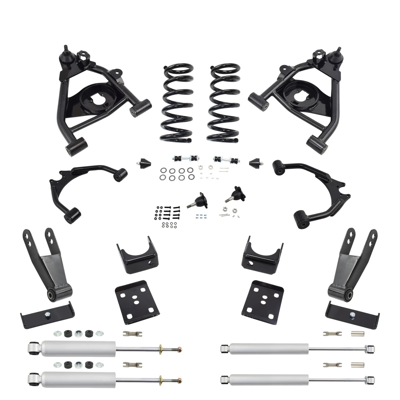 Trekline 4/7–8 Drop control arms and coils Drop Kit — 95-99 Tahoe Yukon 4-Door 2WD V8 + Shocks