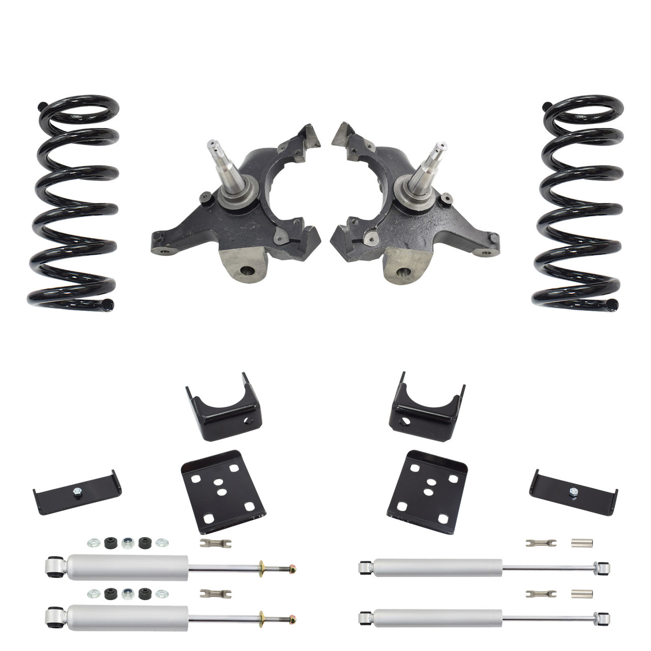 Trekline 5/6 Drop spindles and coils Drop Kit — 95-99 Tahoe Yukon 4-Door 2WD V8 + Shocks
