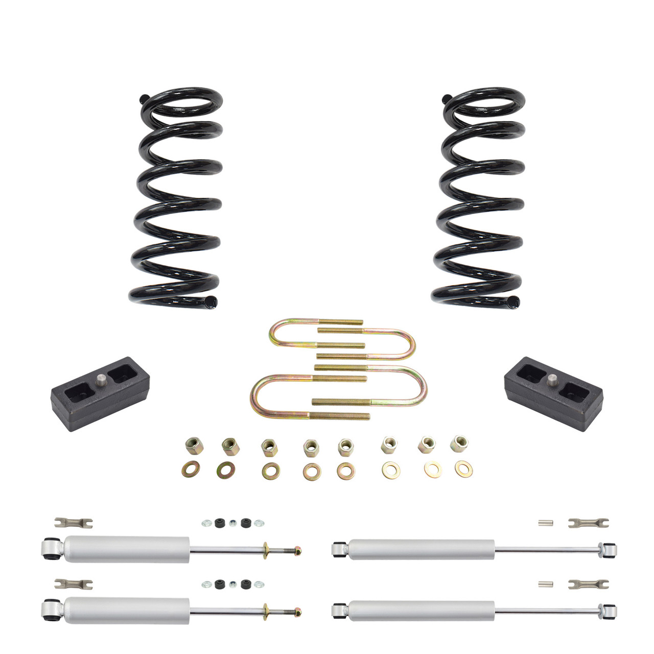 2/2 Coils Lowering Kit with Front and Rear Shocks for 1982–2003 Chevy S10 GMC S15 Sonoma 2WD I4