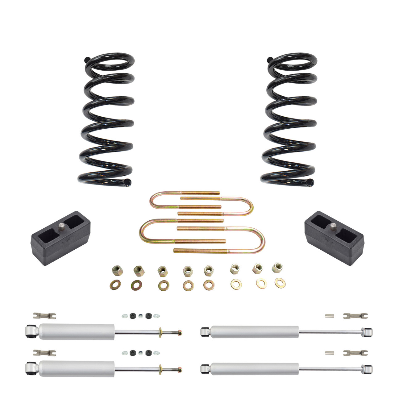 3/3 Coils Lowering Kit with Front and Rear Shocks for 1982–2003 Chevy S10 GMC S15 Sonoma 2WD I4