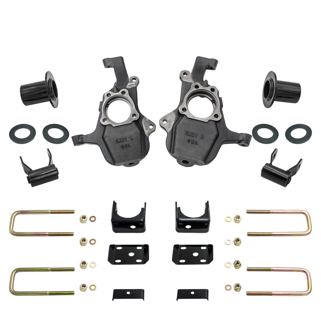 4-5/6 Lowering Kit for 2019-2026 Chevrolet Silverado / GMC Sierra 1500 2WD - Spindles + Coil Relocat
