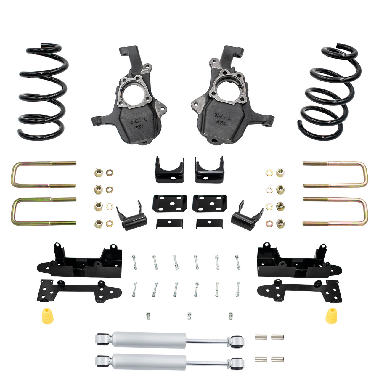 3/6 Lowering Kit for 2019-2021 Chevrolet Silverado / GMC Sierra 1500 2WD V6 - Spindles + Coils with