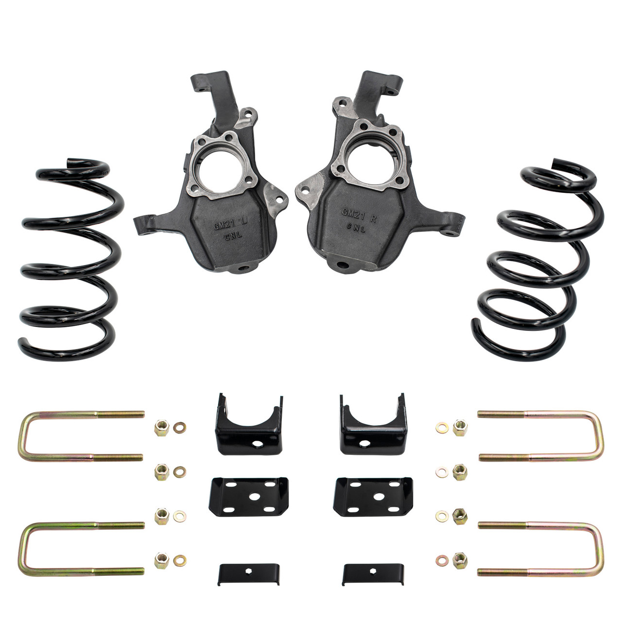 4/7 Lowering Kit for 2019-2026 Chevrolet Silverado / GMC Sierra 1500 4WD V8 - Spindles + Coils