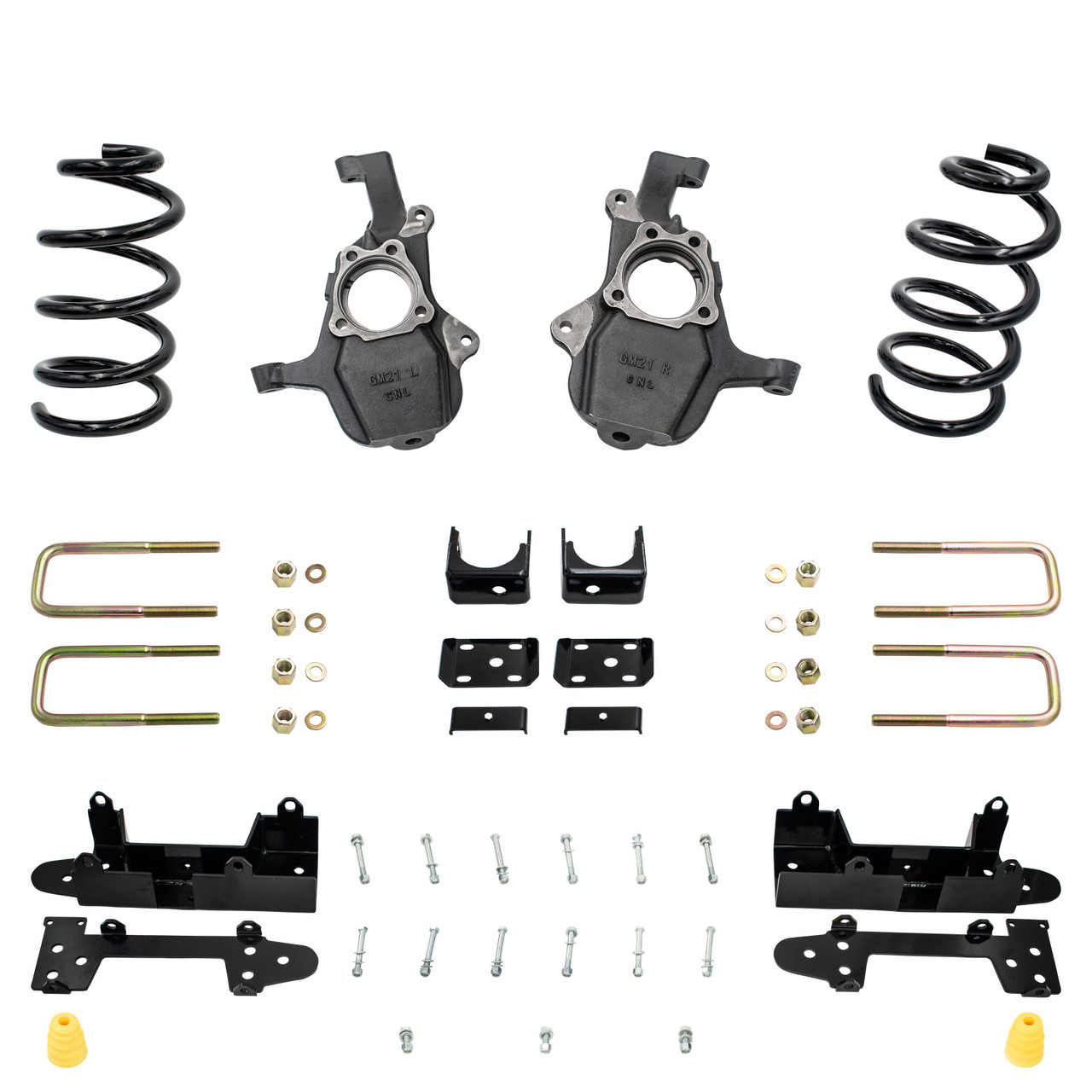 5/7 Lowering Kit for 2019-2026 Chevrolet Silverado / GMC Sierra 1500 4WD V8 - Spindles + Coils and B