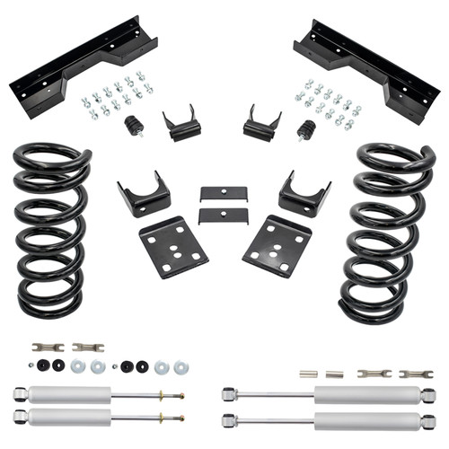 88-98 Chevy GMC C1500 2"/5" Drop Kit V6 STD EXT CAB COIL+FLIP+SHCKL+NOTCH+SHOCK