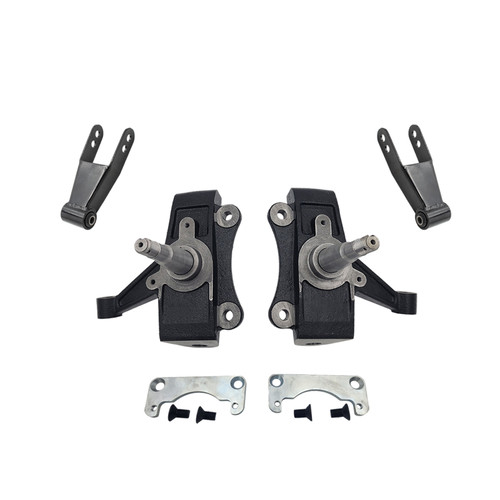 88 - 98 Chevy / GMC C15 C1500 2WD 2" Drop Lowering Spindles + Shackles KIT (No Track Width Change)
