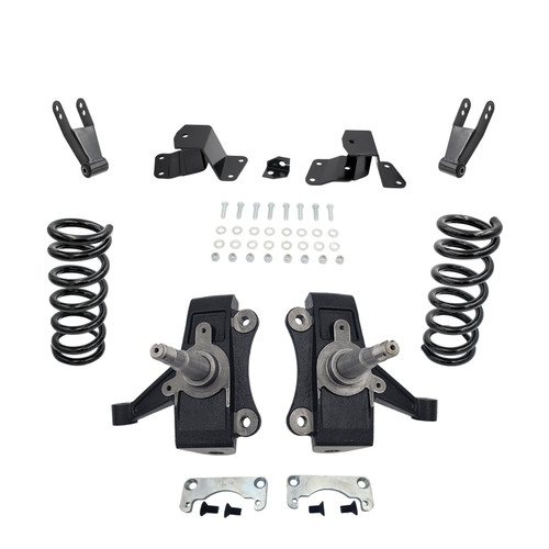 88-98 Chevy GMC C1500 V8 3"/3-4" Drop Kit STD & EXT CAB SPINDLE+COIL+HNGER+SHCKL (No Track Width Cha