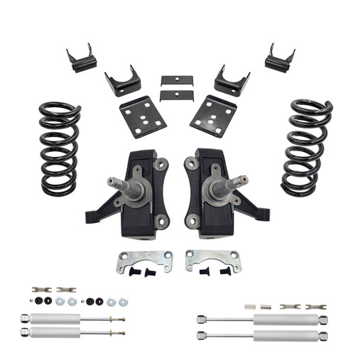 88 - 98 C1500 3" / 5" Spindle + Coil Drop Kit + Shocks (V6) (No Track Width Change)