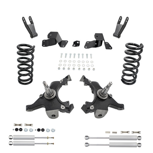 3/3-4 Spindle Drop Kit + Shocks FOR 88-91 Chevy GMC C1500 Std Cab 1" Rotors V8