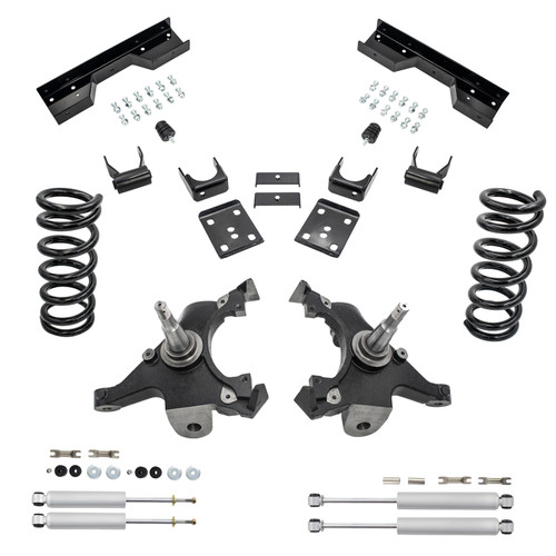 3/5 Spindle Drop Kit + Shocks + C-Notch FOR 88-91 Chevy GMC C1500 Std Cab 2WD V6