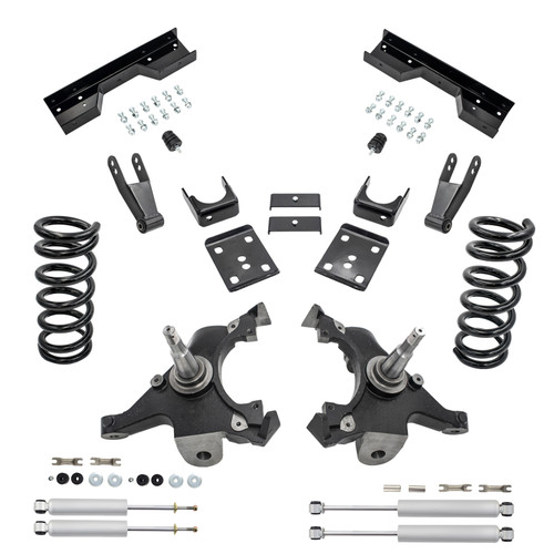 4/7-8 Spindle Drop Kit + Shocks + C-Notch FOR 88-91 Chevy GMC C1500 Std Cab V6