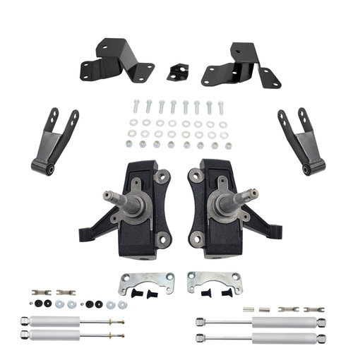 2/3-4 No Track Width Spindle Drop Kit + Shocks FOR 88-91 Chevy GMC C1500 Std Cab