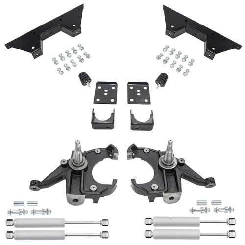 3/6 Spindle Drop Kit + Rear Shocks + C-Notch FOR 73-87 C10 C15 1.25" Rotors