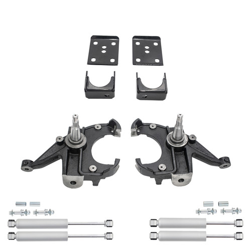 3/6 Spindle Drop Kit + Rear Shocks FOR 73-87 Chevy GMC C10 C15 1.25" Rotors 2WD