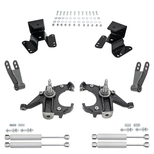 3/3-4 Spindle Drop Kit + Rear Shocks FOR 73-87 Chevy GMC C10 C15 1" Rotors 2WD