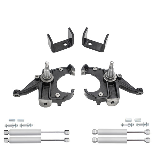 3/5 Spindle Drop Kit + Rear Shocks FOR 73-87 Chevy GMC C10 C15 1" Rotors 2WD