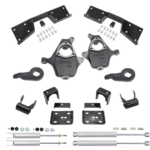 4"/5" Drop Kit + Shocks + C-Notch FOR 01-06 Chevy Silverado GMC Sierra 1500 4WD