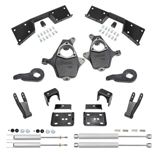 5"/7" Drop Kit + Shocks + C-Notch FOR 99-00 Chevy Silverado GMC Sierra 1500 4WD