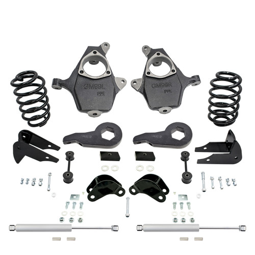 4"/6" 00-06 GM SUV Drop Kit - Spindles+Keys | RearK+Ext+Rear Shocks