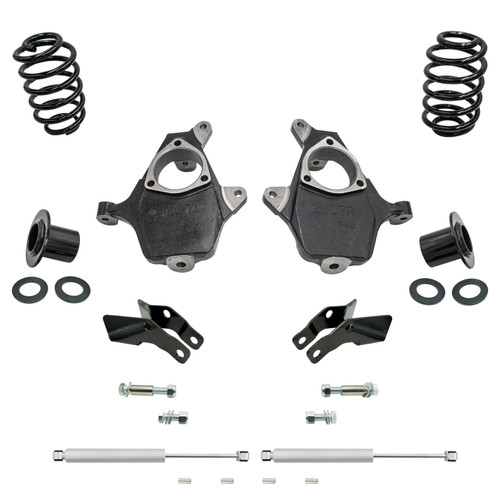 3-4/4 07-14 GM SUV Spindle + Coil Relocator Drop Kit + Rear Shocks + Extenders