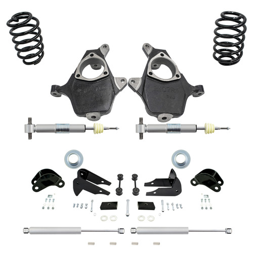 3-4/5 07-14 GM SUV Spindle + Adjustable Strut Drop Kit + Rear Shocks + Extenders
