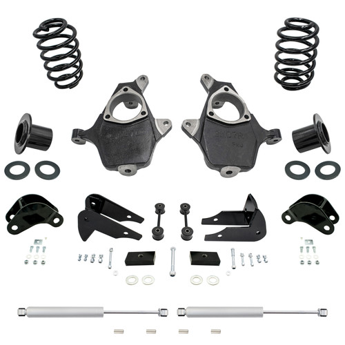 3-4/5 07-14 GM SUV Spindle + Coil Relocator Drop Kit + Rear Shocks + Extenders